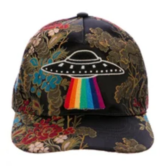 New Gucci UFO Fall '17 Collection Rainbow Floral Embroidery Baseball Cap Hat NWT - Picture 4 of 16
